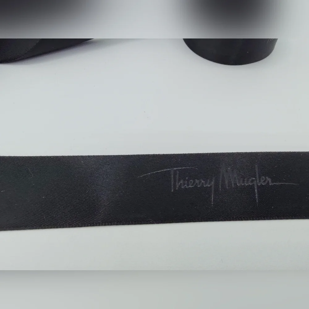 THIERRY MUGLER Logo Ribbon Black Satin 2 Yards Luxury Designer Packaging